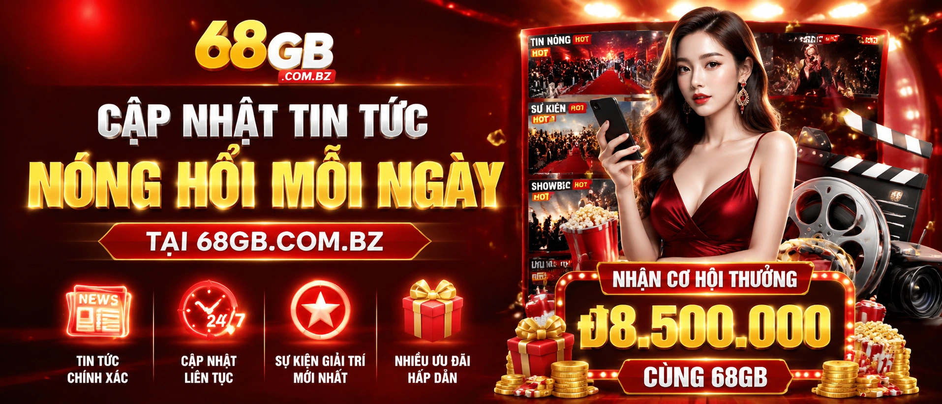 Giao diện tin tức 68gb hiển thị các cập nhật mới theo chuyên mục