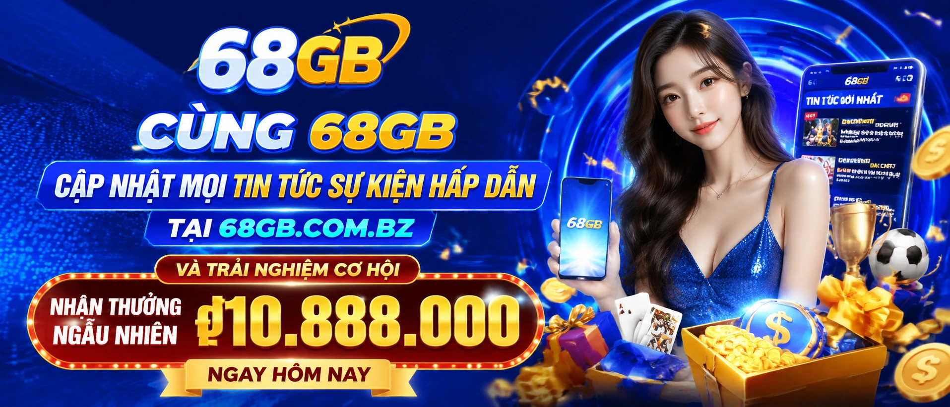 Màn hình tin tức 68gb hiển thị các cập nhật theo danh mục